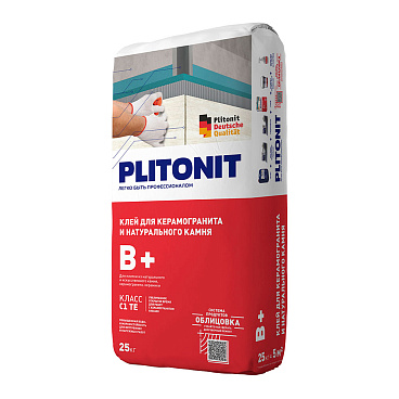Клей для плитки/ керамогранита/ камня/ клинкера Plitonit В+ серый класс C2 TE 25 кг