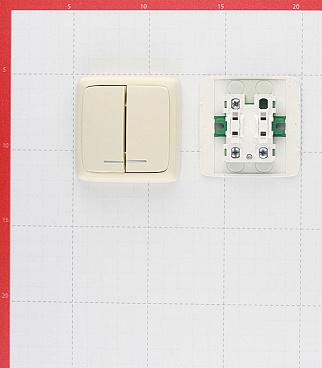 Выключатель Hegel Alfa двухклавишный накладной слоновая кость с подсветкой (ВА10-154-01)