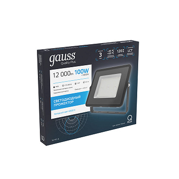 Прожектор светодиодный Gauss Qplus ДО-100 6500К 100 Вт IP65 черный
