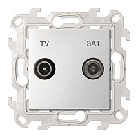 Розетка телевизионная Simon 24 Harmonie встраиваемая алюминий TV/ SAT (2410487-033)