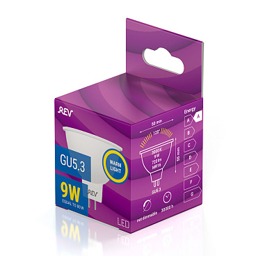 Лампа светодиодная Rev GU5.3 3000К 9 Вт 720 Лм 180-240 В рефлектор MR16 прозрачная
