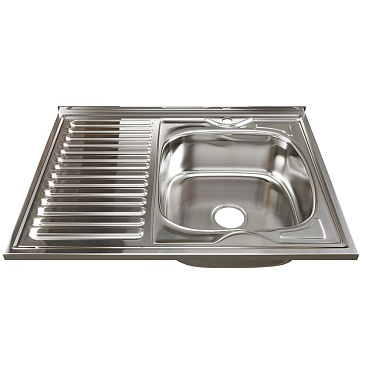 Мойка для кухни Mixline 80х60х18 см накладная правая с крылом с сифоном сталь (528181)