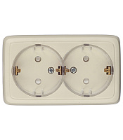 Розетка Hegel Alfa накладная слоновая кость тонкая со шторками (РА16-184-01)