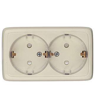 Розетка Hegel Alfa накладная слоновая кость тонкая со шторками (РА16-184-01)
