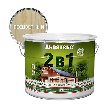 Антисептик Акватекс 2 в 1 биозащитный для дерева бесцветный 9 л