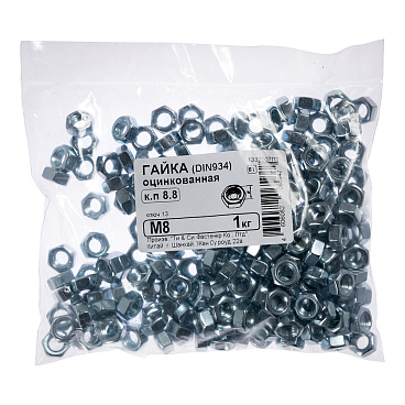 Гайка шестигранная оцинкованная М8 DIN 934 (1 кг)