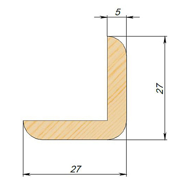 Угол наружный гладкий 27х27х5х2500 мм сорт Экстра сращенный