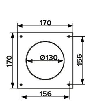 Накладка для круглых воздуховодов настенная Era пластиковая 170х170 мм d130 мм