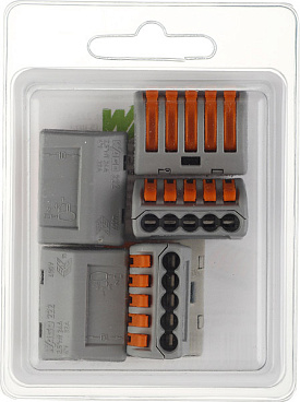 Клемма на 5 проводов Wago 222-415 0,08-2,5 кв. мм с рычажками без пасты (5 шт.)