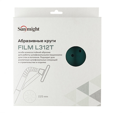 Диск шлифовальный Sunmight Film L312T d225 мм P240 на липучку пленочная основа (5 шт.) (53512R)