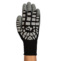 Перчатки 2 нити с латексным и ПВХ покрытием виброзащитные ЛЭВ черно-серые 10 (L)