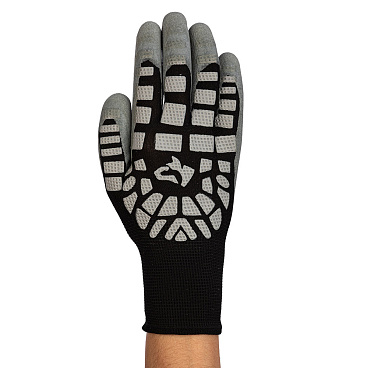 Перчатки 2 нити с латексным и ПВХ покрытием виброзащитные ЛЭВ черно-серые 10 (L)