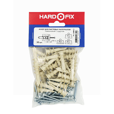 Дюбель для листовых материалов Hard-Fix PBA 4,5x35 мм нейлон с шурупом (30 шт.)