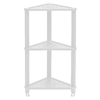 Полка для ванной Violet Vikea угловая трехъярусная с крючками 365х260х680 мм пластик белая (787306)