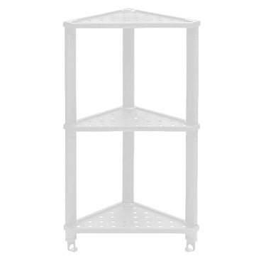 Полка для ванной Violet Vikea угловая трехъярусная с крючками 365х260х680 мм пластик белая (787306)