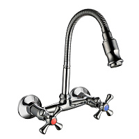 Смеситель для кухни Voda Laguna хром с гибким изливом двухвентильный (LGN02F)