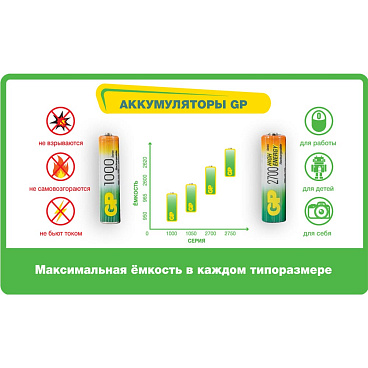 Аккумулятор GP Batteries AAA мизинчиковый LR03 1,2 В 1000 мАч (4 шт.)