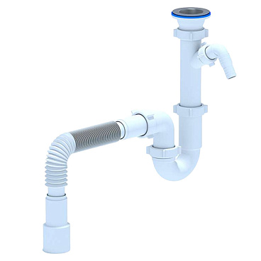 Сифон для раковины и мойки АНИ пласт 1 1/2х40 мм с выпуском d70 мм с соединением 40 мм (D1015)