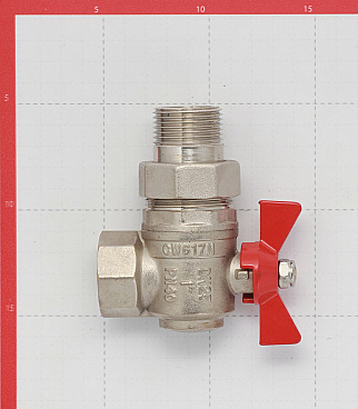 Кран шаровой латунный Valtec Base 1 ВР(г) х 1 НР(ш) бабочка с полусгоном угловой (VT.228.N.06)