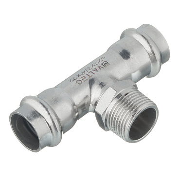 Тройник Valtec (VTi.933.I.220522) 22 мм х 3/4 НР(ш) х 22 мм нержавеющая сталь