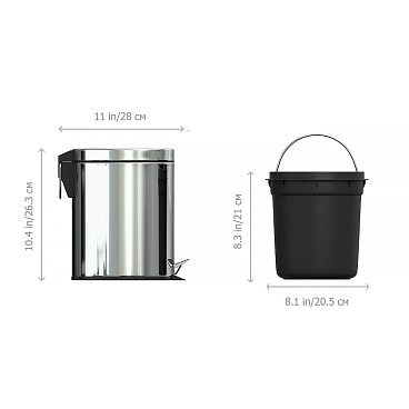 Ведро для мусора Fora с крышкой 5 л металл хром с педалью