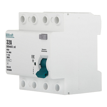 УЗО Dekraft УЗО-03 32А 3P+N тип AC 300 мА 6 кА компактное (14250DEK)