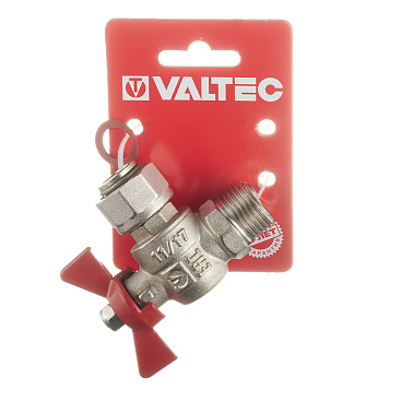Кран шаровой латунный Valtec Base 1/2 ВР(г) х 1/2 НР(ш) бабочка с накидной гайкой угловой (VT.267.N.0404)