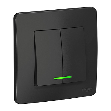 Выключатель Systeme Electric Blanca двухклавишный встраиваемый антрацит с подсветкой (BLNVS010516)