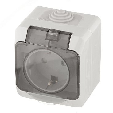 Розетка Systeme Electric Этюд накладная серая со шторками с крышкой (PA16-044C)