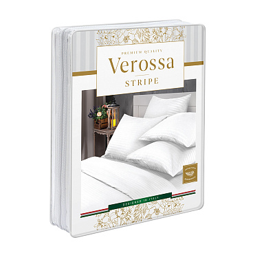 Комплект постельного белья 2-спальный страйп-сатин Verossa Stripe белый с простыней 220х240 см
