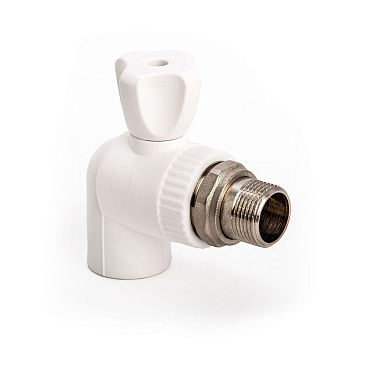 Кран шаровой полипропиленовый Lammin 25 мм х 3/4 НР(ш) для радиатора угловой (Lm31176025020)