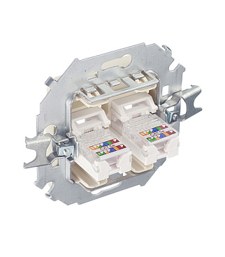 Розетка компьютерная Simon 15 встраиваемая слоновая кость 2хRJ45 (1591593-031)
