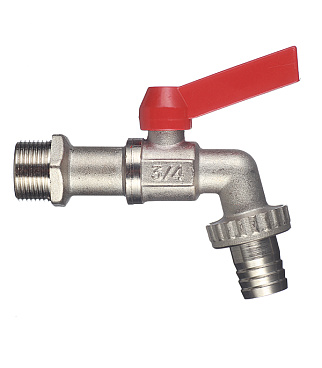 Кран шаровой латунный Valtec 3/4 НР(ш) х 3/4 НР(ш) ручка со штуцером угловой (VT.051.N.05)