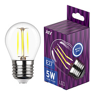 Лампа светодиодная филаментная Rev E27 4000К 5 Вт 545 Лм 180-230 В шар прозрачная
