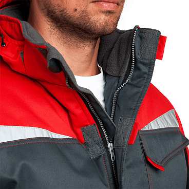 Костюм рабочий мужской утепленный ГК Спецобъединение КМ-10 44-46 рост 170-176 см серо-черный/красный