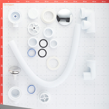 Сифон для ванны Wirquin 1 1/2х40 мм с выпуском d70 мм клик-клак с соединением 40/50 мм (30718585)