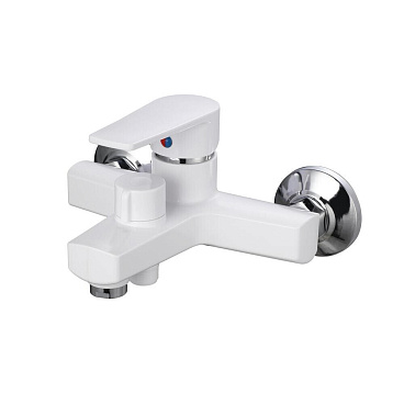 Смеситель для ванны РМС PL белый однорычажный с коротким изливом без лейки (PL6-009E)