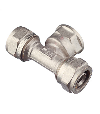 Тройник VALTEC (VTm.332.N.160416) 16 обж(ц) х 1/2 ВР(г) х 16 обж(ц)