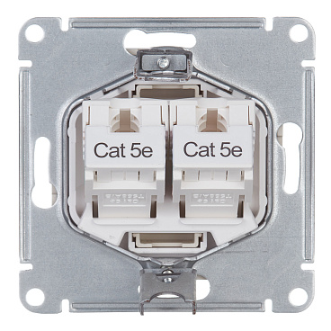 Розетка компьютерная Systeme Electric AtlasDesign встраиваемая бежевая 2хRJ45 (ATN000285)