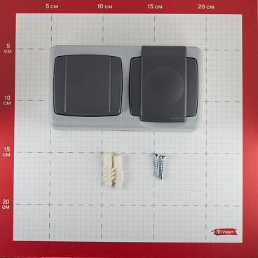 Блок выключатель и розетка Makel Mimoza одноклавишный накладной серый (36064207)