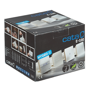 Вентилятор осевой Cata E-100 GTH с датчиком влажности и таймером d100 мм белый