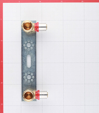 Планка монтажная Tiemme с двумя водорозетками 16(пресс) х 1/2 ВР(г)