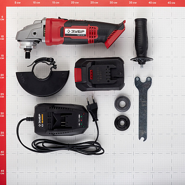 Шлифмашина угловая аккумуляторная Зубр УШМ-18-125-41 18 В 4Ач Li-Ion d125 мм 1 АКБ и ЗУ