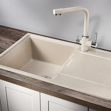 Мойка для кухни Granula 78х50х20 см врезная с крылом с сифоном кварц пирит
