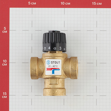 Клапан термостатический Stout подмешивающий 3/4 ВР(г) для отопления и ГВС 20-43 °С KVs 1,6 (SVM-0110-164320)