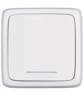 Выключатель Hegel Alfa одноклавишный накладной белый с подсветкой (ВА10-114)