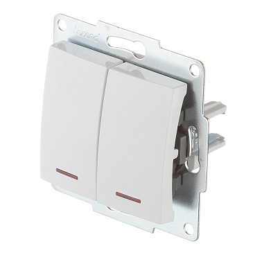 Выключатель Lezard Karina двухклавишный встраиваемый белый с подсветкой (707-0288-112)