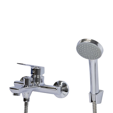 Смеситель для ванны Mixline ML15-01 хром однорычажный с коротким изливом с лейкой (556666)