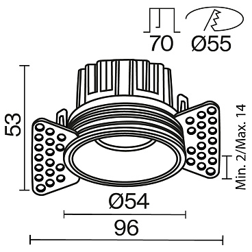 Встраиваемый светильник Technical DL058-7W2.7K-TRS-W