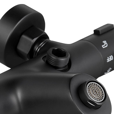 Смеситель для ванны Esko Mikros черный термостатический с коротким изливом без лейки (T3054 Black)